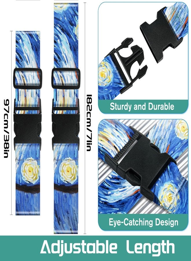 Slohif Luggage Straps for Suitcases Travel Belt Accessories Luggage Connector Identifiers Over Handle with Buckle Unique Nylon Adjustable Strap for Sleeping Bag Car Seat Star(2 Pack) - Image 2